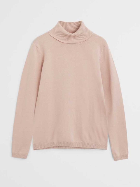 Mango Kids Girls Pink Solid Sweater