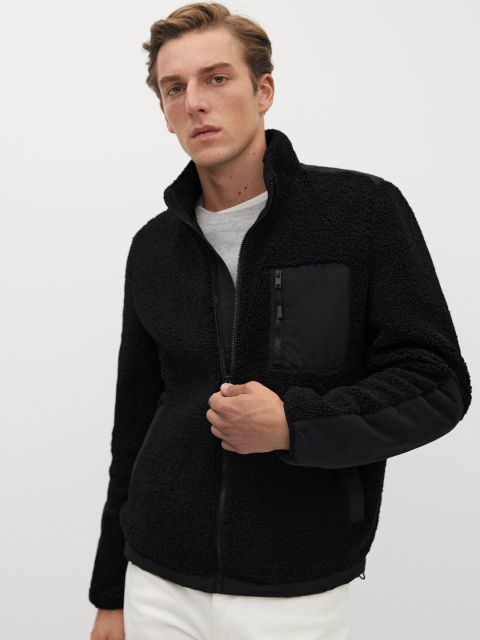 

MANGO MAN Men Black Faux Fur Tailored Jacket