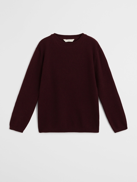 

Mango Kids Boys Burgundy Solid Organic Cotton Pullover