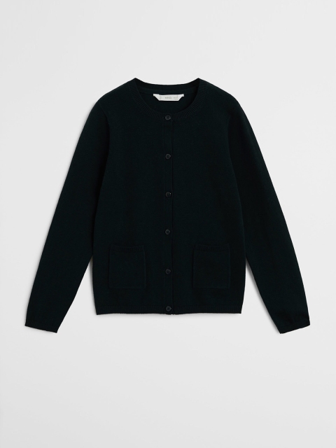 

Mango Kids Girls Black Organic Cotton Solid Sustainable Cardigan