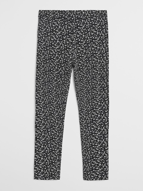 

Mango Kids Girls Black & White Ditsy Floral Print Ankle-Length Leggings