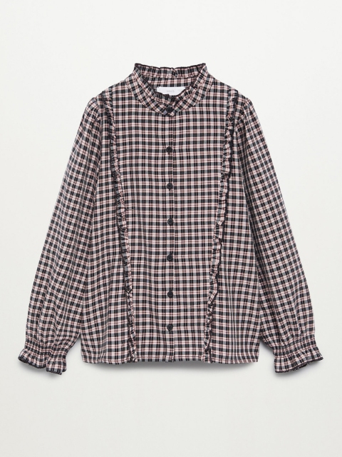 

Mango Kids Girls Pink & Black Regular Fit Checked Casual Shirt