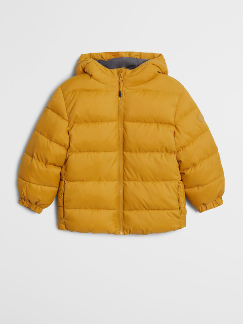 

Mango Kids Boys Mustard Yellow Solid Hooded Puffer Jacket