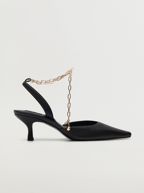 

MANGO Women Black Solid Pumps with Chain Detail