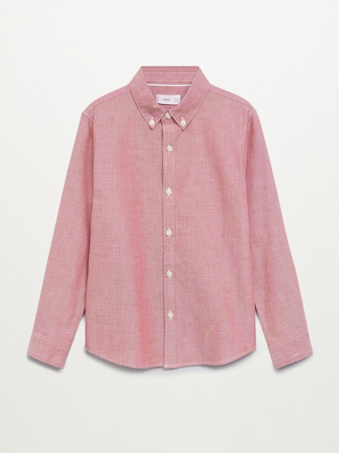 

Mango Kids Boys Pink Regular Fit Solid Sustainable Casual Shirt
