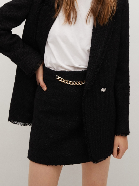 

MANGO Women Black Solid A-Line Skirt