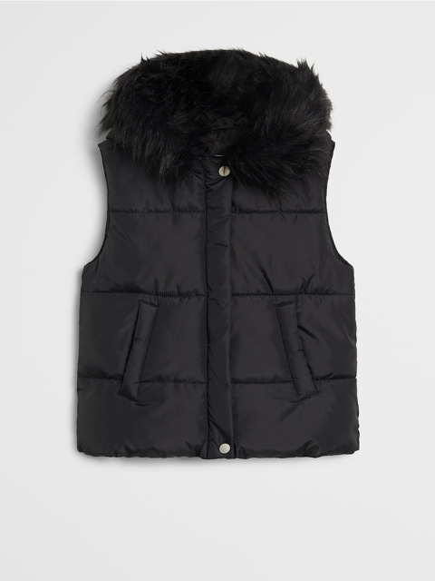 

Mango Kids Girls Black Solid Hooded Parka Jacket