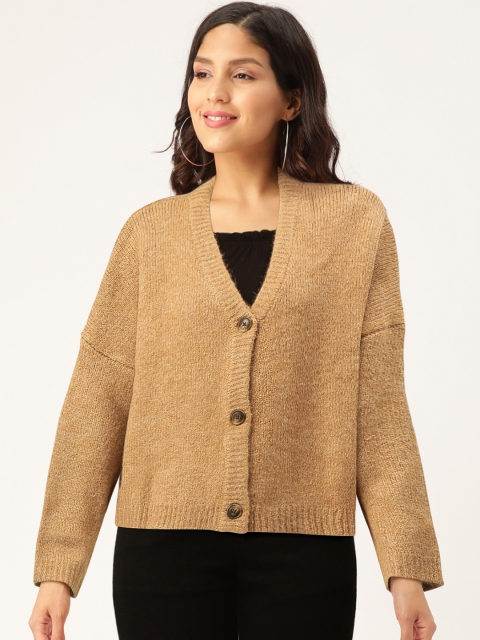 

MANGO Women Brown Solid Cardigan Sweater