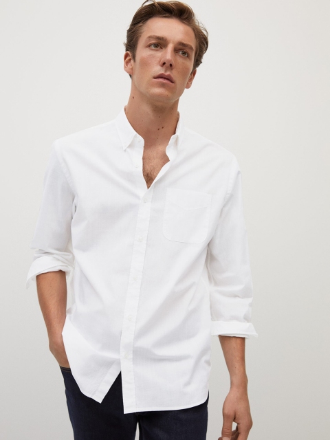 

MANGO MAN Men White Regular Fit Solid Casual Shirt