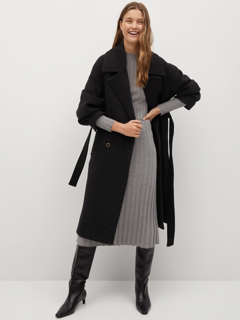 

MANGO Women Grey Sustainable Self-Striped Jumper Dress