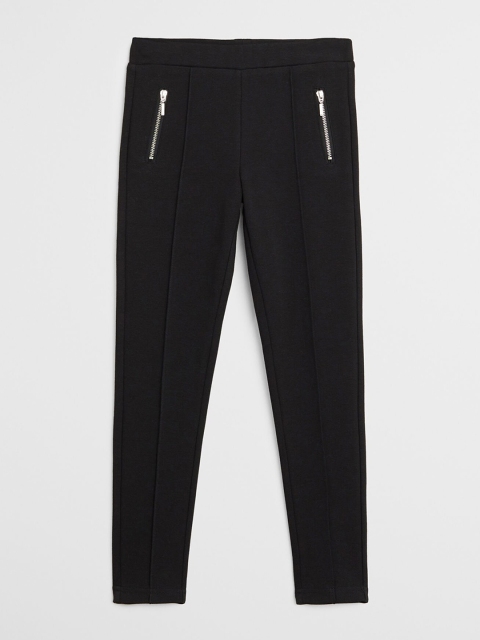 

Mango Kids Girls Black Solid Treggings