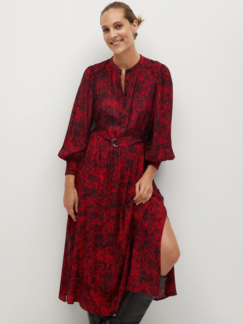 

MANGO Women Red & Black Printed Sustainable Maxi Dress