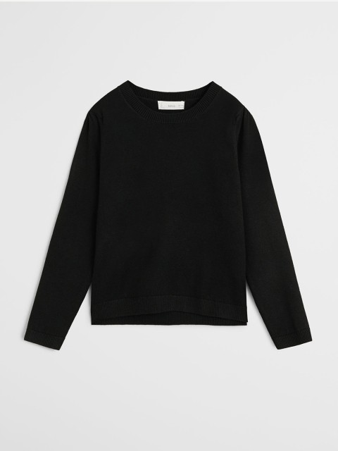 

Mango Kids Girls Black Solid Pullover Sweater