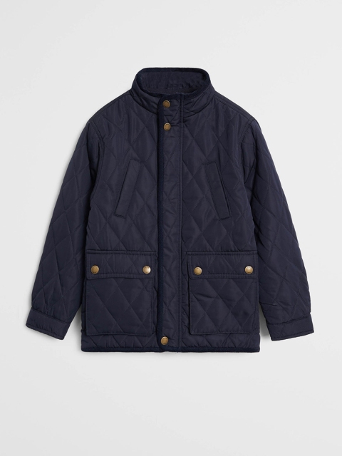 

Mango Kids Boys Navy Blue Solid Quilted Jacket