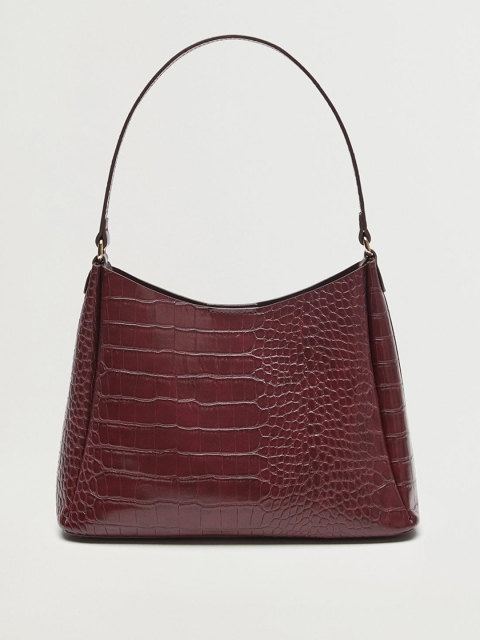 

MANGO Burgundy Croc Textured Shoulder Bag