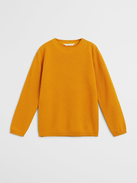 

Mango Kids Boys Yellow Solid Organic Cotton Pullover