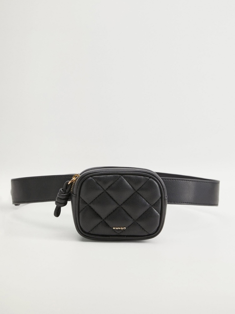 

MANGO Women Black Quilted Waistpouch