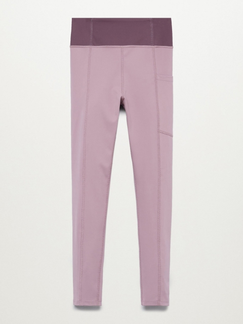 

Mango Kids Girls Purple Solid Ankle-Length Leggings