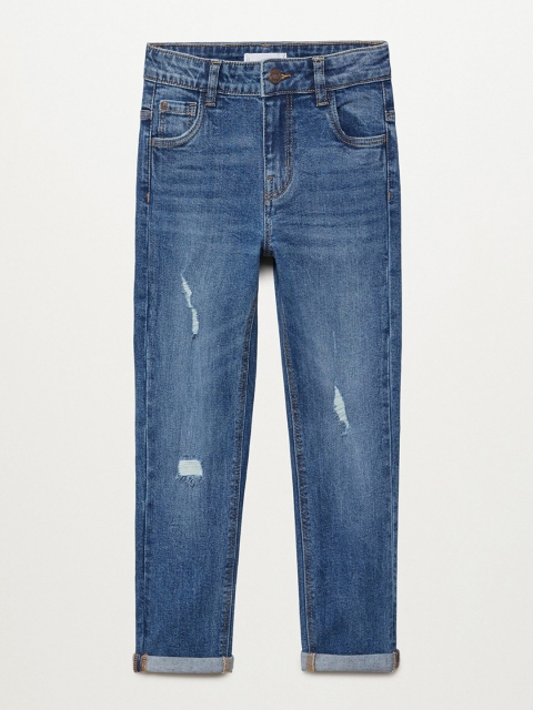 

Mango Kids Boys Blue Regular Fit Mid-Rise Low Distress Sustainable Stretchable Jeans