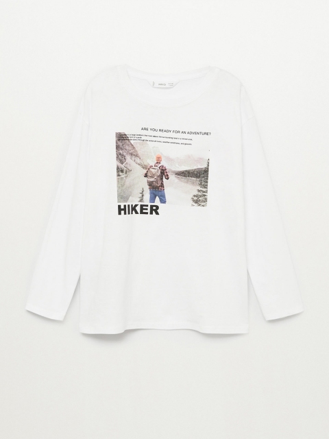 

Mango Kids Boys White Organic Cotton Graphic Print Round Neck Sustainable T-shirt