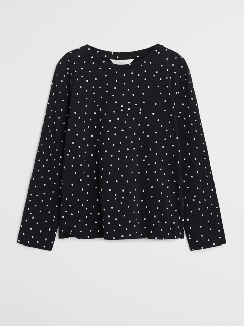 

Mango Kids Girls Black & White Polka Dot Print Organic Cotton Sustainable T-shirt