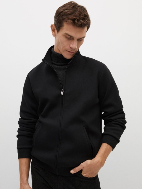 

MANGO MAN Men Black Solid Sweatshirt