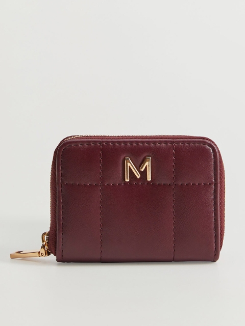 

MANGO Women Burgundy Quilted Coin Purse