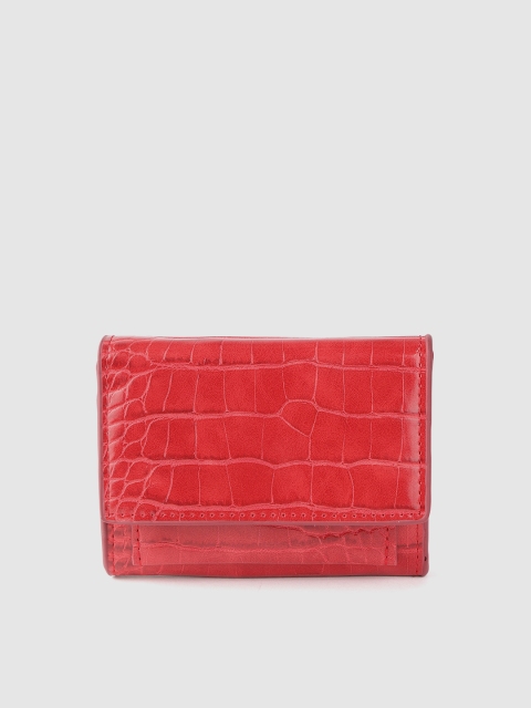 

MANGO Women Red Croc Textured Two Fold Wallet