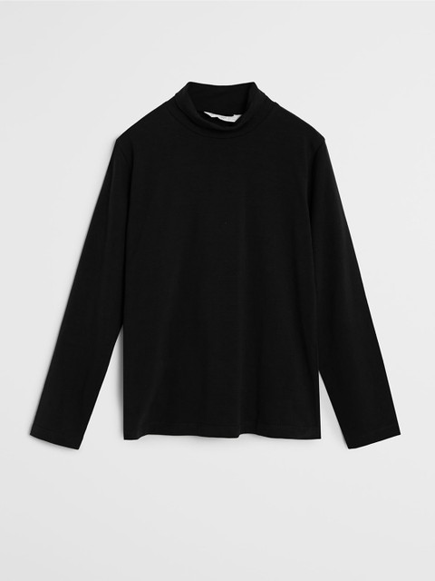 

Mango Kids Boys Black Solid Turtle Neck T-shirt