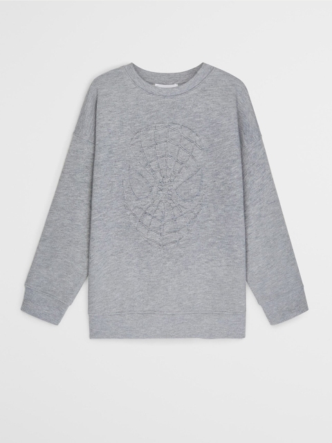 

Mango Kids Boys Grey Melange Spiderman Embossed Sweatshirt