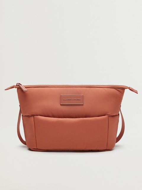 

MANGO Women Rust Orange Solid Cosmetic Pouch