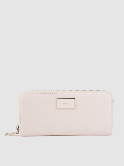 

MANGO Women Off-White Solid Zip Around Wallet