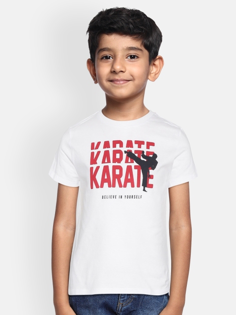 

Mango Kids Boys White & Red Printed Round Neck T-shirt