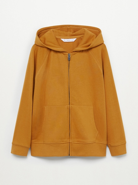 

Mango Kids Boys Mustard Yellow Solid Organic Cotton Hooded Sweatshirt