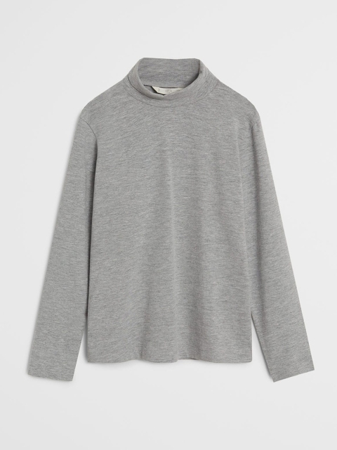 

Mango Kids Boys Grey Melange Solid Turtle Neck T-shirt