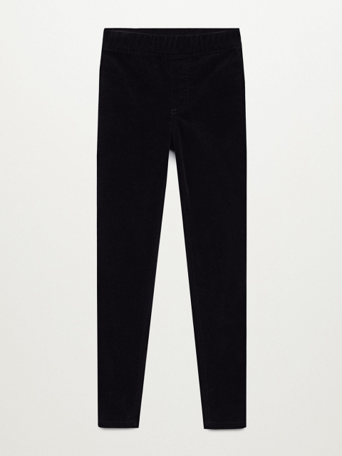 

Mango Kids Girls Black Solid Sustainable Corduroy Treggings