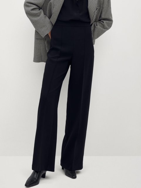 

MANGO Women Black Regular Fit Solid Parallel Trousers