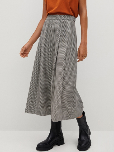 

MANGO Women Black & White Eco Friendly Flared Checked Culottes