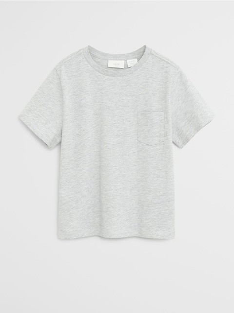 

Mango Kids Boys Grey Melange Solid Round Neck T-shirt