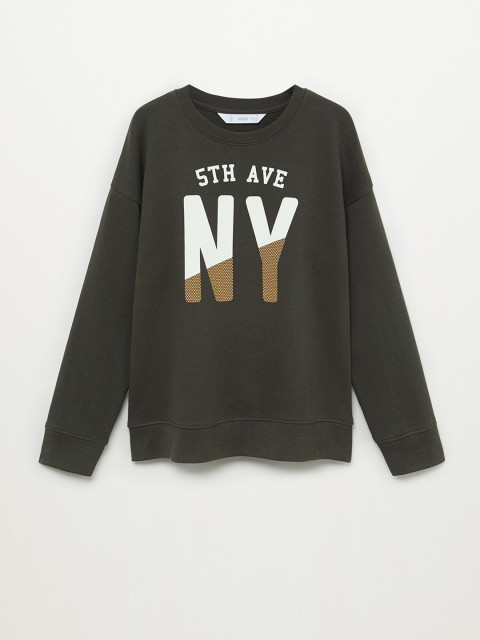 

Mango Kids Boys Charcoal Grey & White Typography Print Organic Cotton Sweatshirt