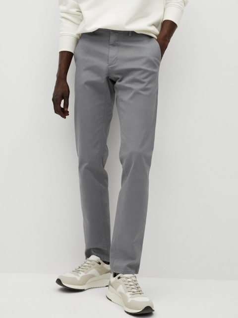 

MANGO MAN Grey Slim Fit Solid Sustainable Chinos