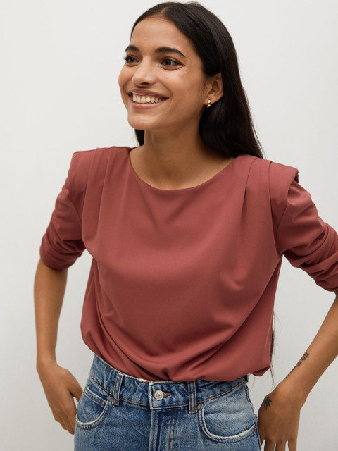 

MANGO Women Pink Solid Top