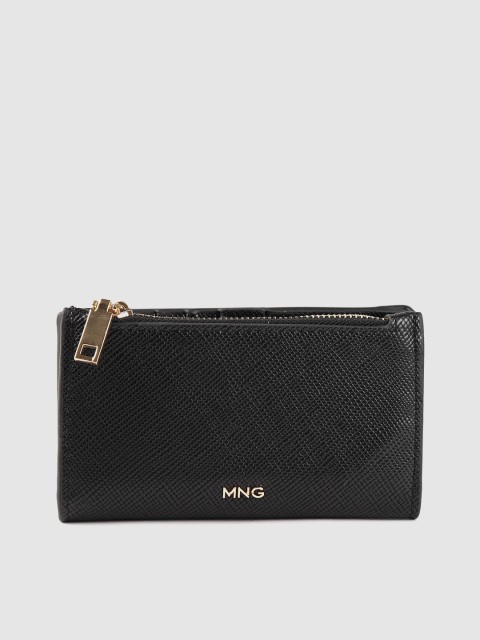 

MANGO Women Black Textured Card Holder