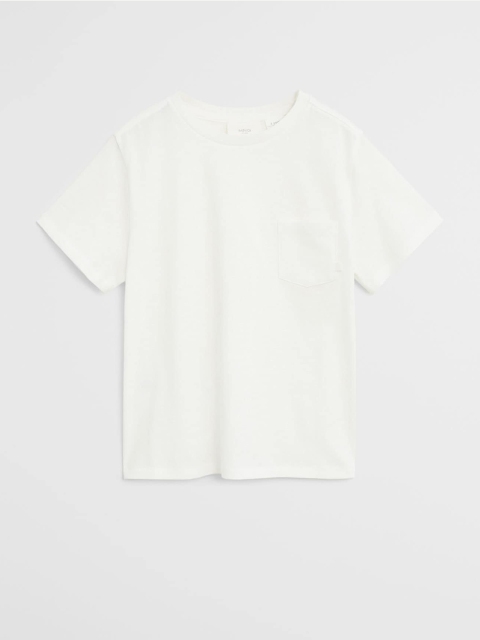 

Mango Kids Boys White Solid Organic Cotton Round Neck T-shirt