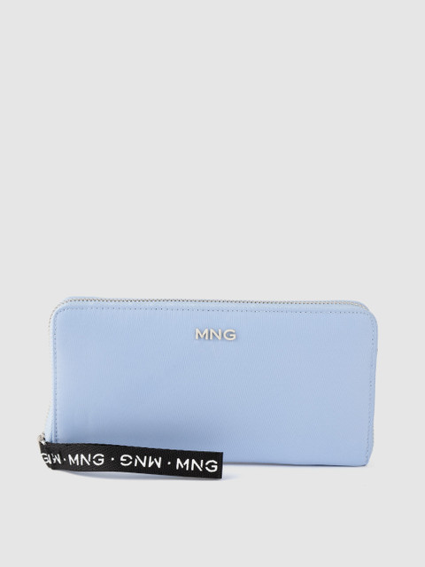 

MANGO Women Blue Solid Zip Around Wallet