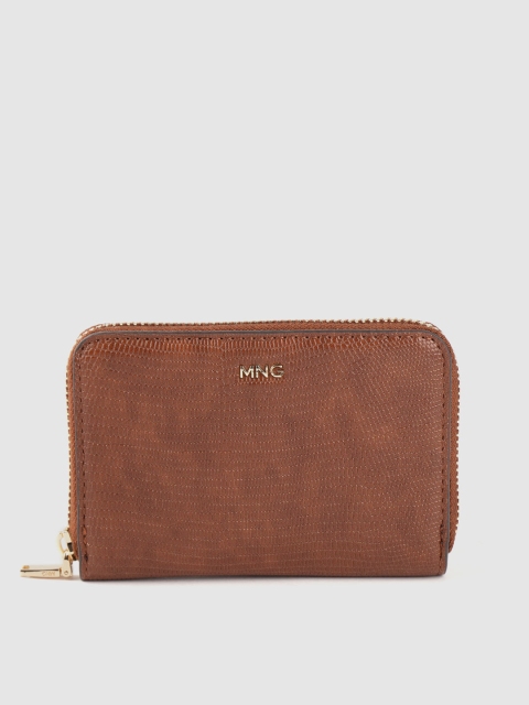 

MANGO Women Brown Snakeskin Textured Zip Around Wallet