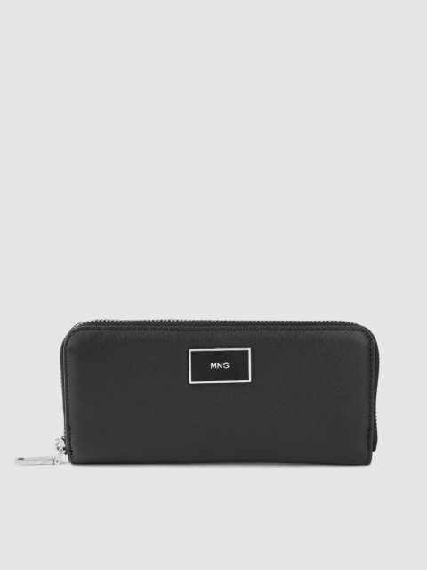 

MANGO Women Black Solid Zip Around Wallet