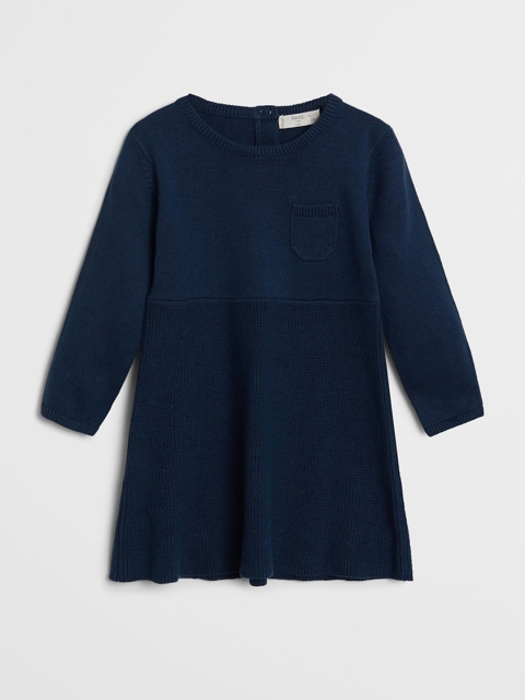

Mango Kids Girls Navy Blue Organic Cotton Solid Sustainable Sweater Dress