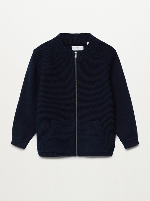 

Mango Kids Boys Navy Blue Solid Sustainable Cardigan