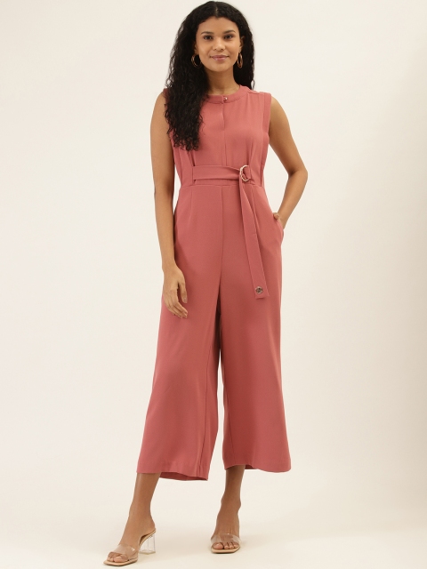 

Label Ritu Kumar Women Pink Solid Cropped Basic Jumpsuit